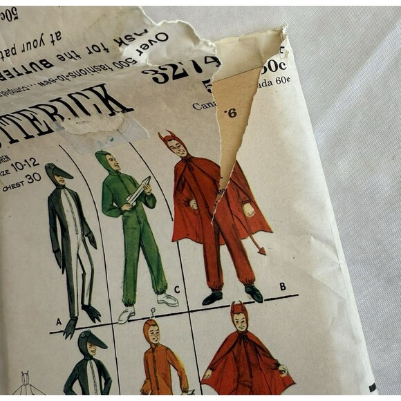 Vtg Halloween Butterick 3274 Costume Sewing Pattern Penguin Devil Alien 10-12 - Picture 2 of 8